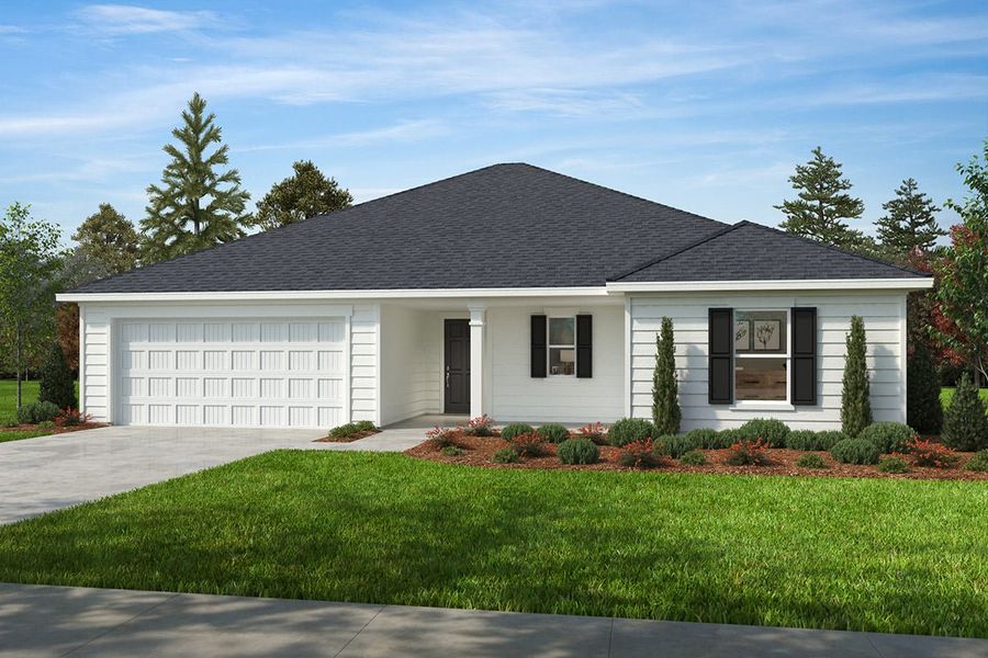 Representative exterior photo of a completed home built from the Plan 1910 Modeled by KB Home in Birchwood Trails, Fuquay Varina, NC (Image 11).