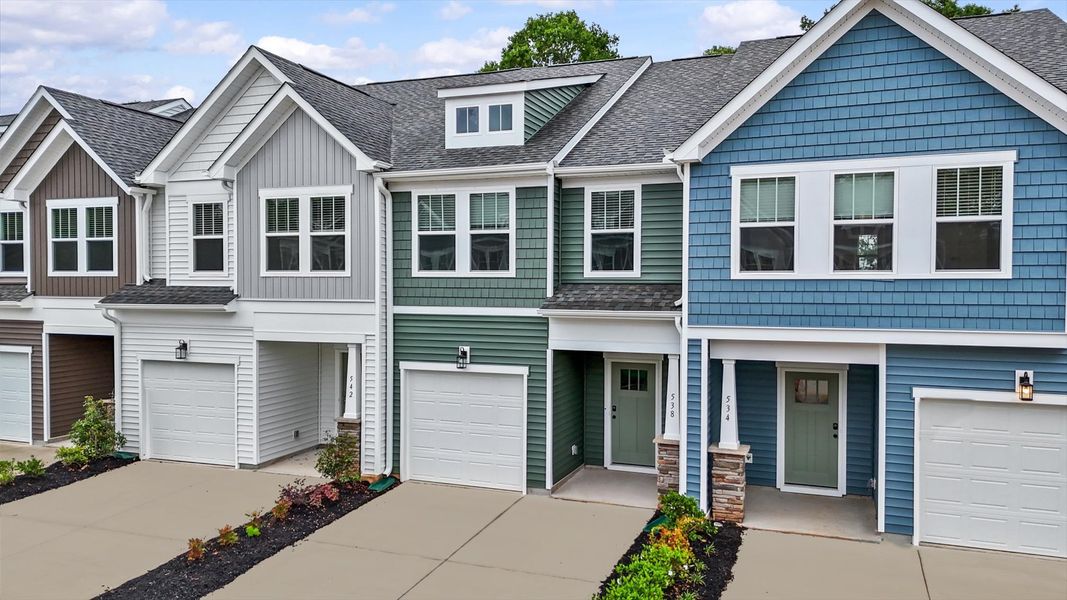 Two story townhome with two car driveway at Ransdell Pointe by DRB Homes in Spartanburg, SC Two story townhome with two car driveway at Ransdell Pointe by DRB Homes in Spartanburg, SC