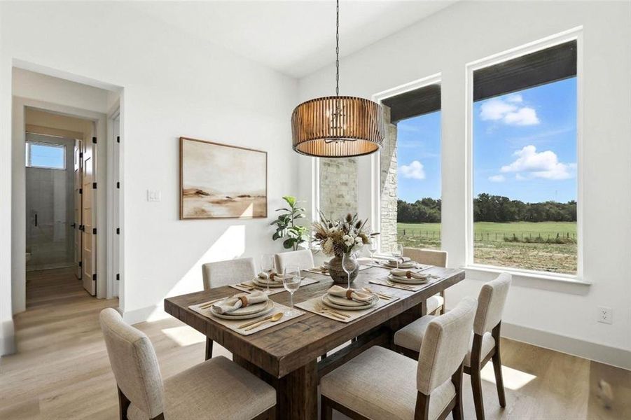 Virtually staged dining area