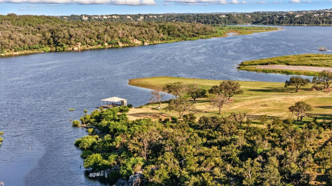 Water view with a forest