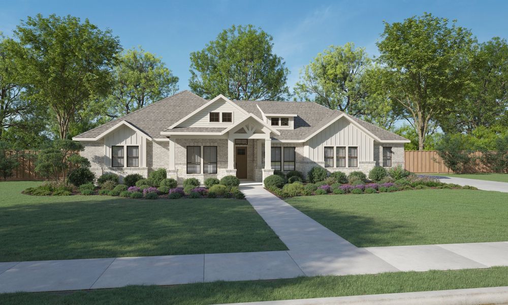 Representative exterior photo of a completed home built from the Wimberly by Centre Living Homes in Lakeway Estates, Waxahachie, TX (Image 1). Representative exterior photo of a completed home built from the Wimberly by Centre Living Homes in Lakeway Estates, Waxahachie, TX (Image 1).