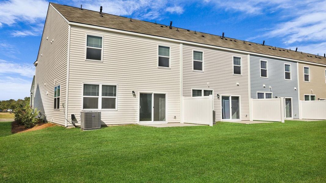 Exterior details and patio area of a home in Carolina Groves Townhomes, Moncks Corner (Image 15). Exterior details and patio area of a home in Carolina Groves Townhomes, Moncks Corner (Image 15).