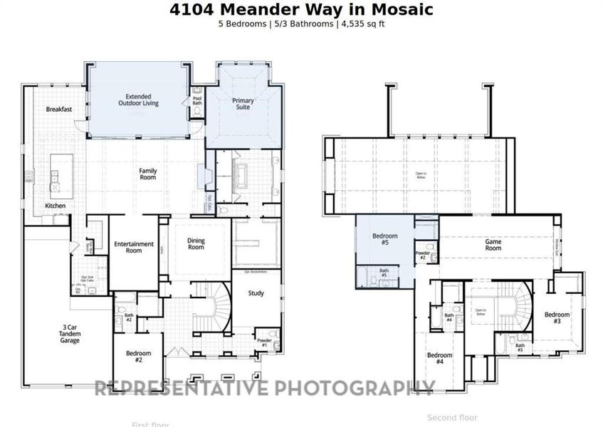 2D floor plan layout of this home in Mosaic, Prosper, TX (Image 6).