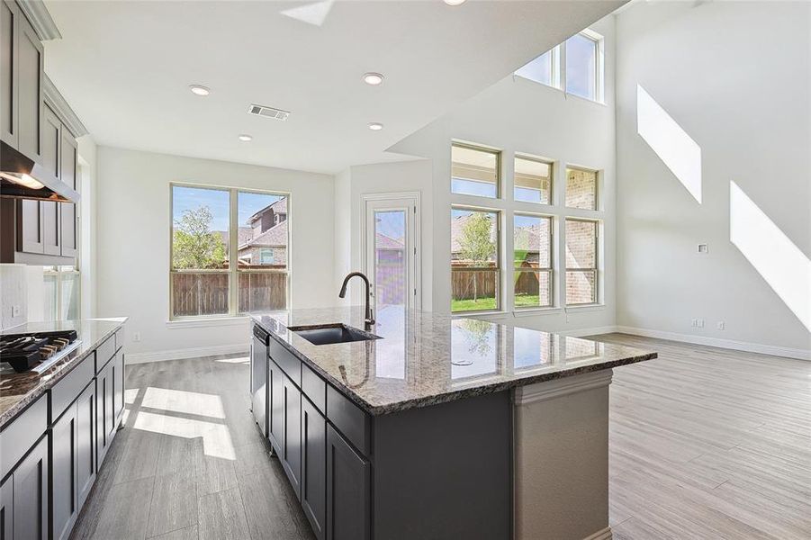 Kitchen featuring light wood-type flooring, sink, and plenty of natural light