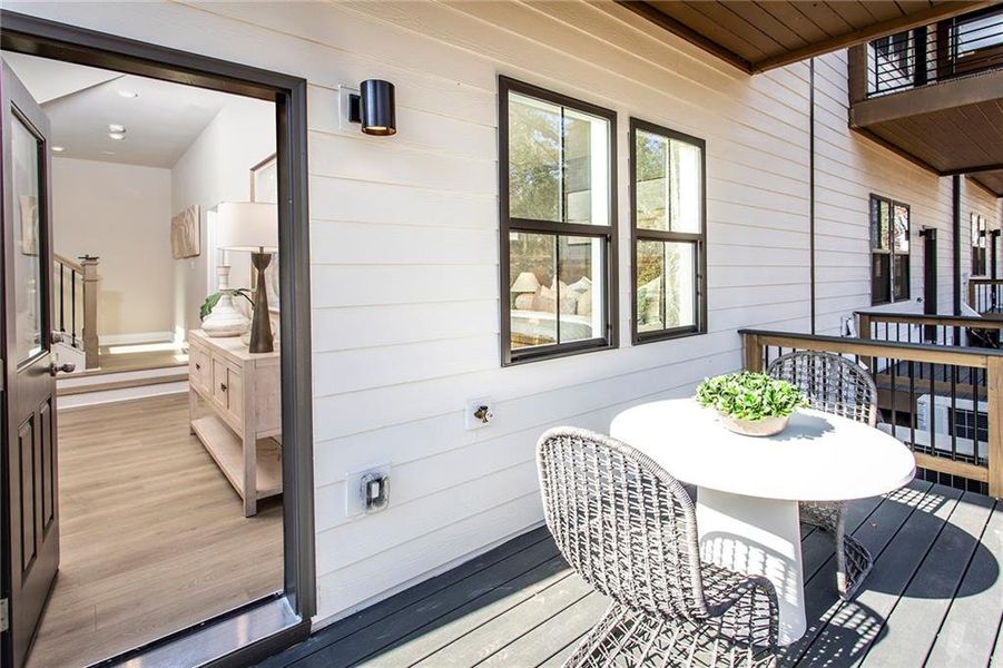 Exterior details and patio area of a home in The Groves at Myrtle: Myrtle Street, Roswell (Image 1).