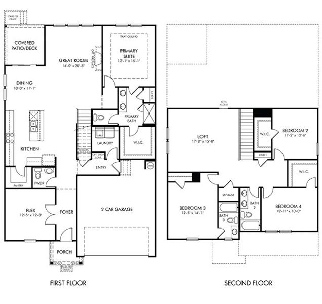 2D floor plan layout for the Sherwood by Meritage Homes in Carlton Landing, Rockvale, TN (Image 3).