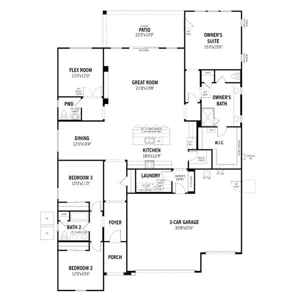 2D floor plan layout of this home in Landmarke, San Tan Valley, AZ (Image 2).
