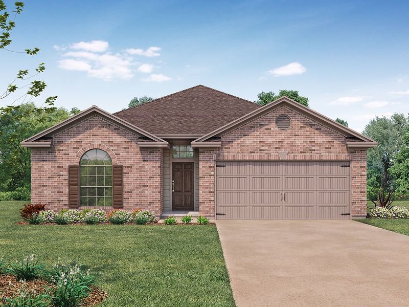 Representative exterior photo of a completed home built from the Hardin by Kendall Homes in Russell Ranch, Bay City, TX (Image 6). Representative exterior photo of a completed home built from the Hardin by Kendall Homes in Russell Ranch, Bay City, TX (Image 6).