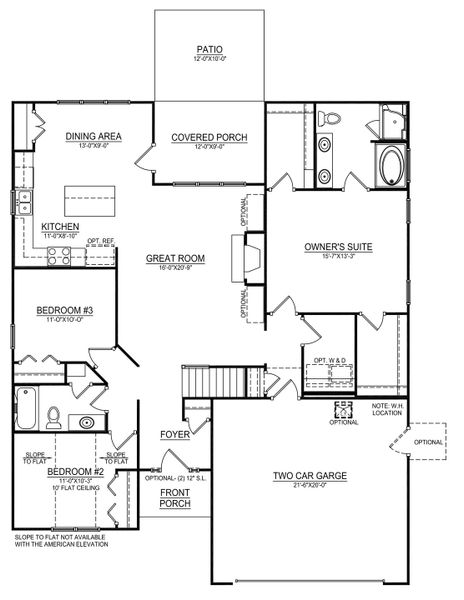 2D floor plan layout for the Emily by Bill Clark Homes in Davenport Farms, Winterville, NC (Image 3).