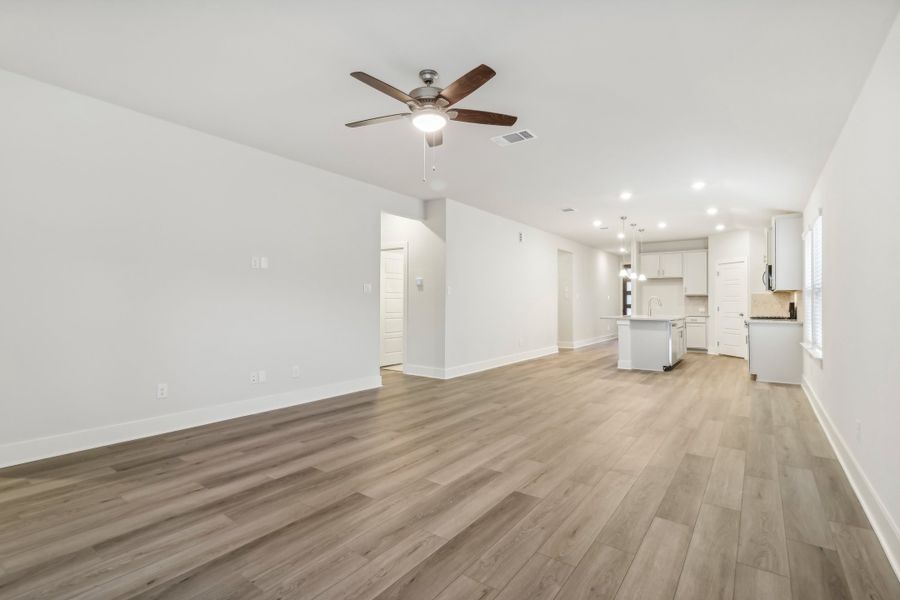 Dining room in the Hughes floorplan at a Meritage Homes community.