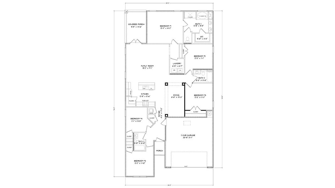 2D floor plan layout for the Kennedy by D.R. Horton in Owl's Head Farms, Freeport, FL (Image 2). 2D floor plan layout for the Kennedy by D.R. Horton in Owl's Head Farms, Freeport, FL (Image 2).
