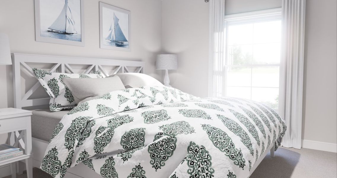 Virtually staged rendering - features may vary. Second Bedroom