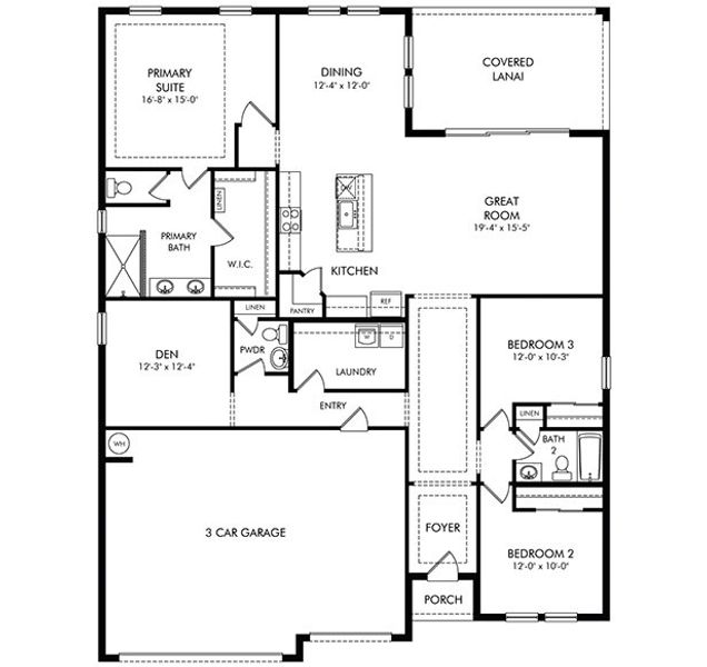 2D floor plan layout of this home in Ridgehaven - Reserve Series, Ormond Beach, FL (Image 2).