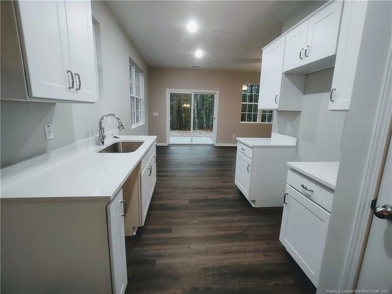 Kitchen flows nicely to family room