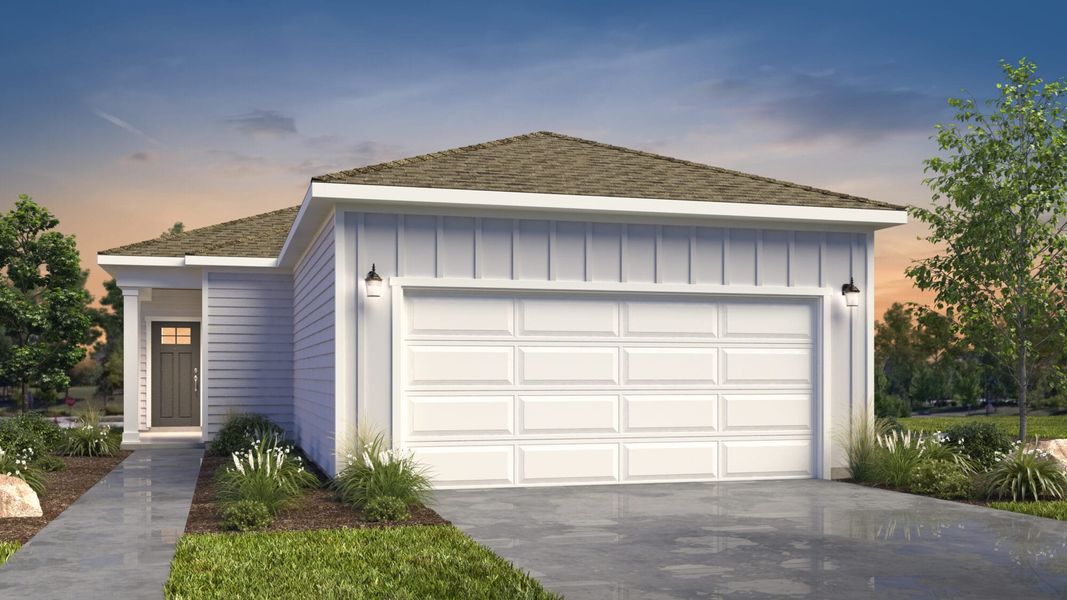 Representative exterior photo of a completed home built from the Coastal by View Homes in Highland Ridge, New Braunfels, TX (Image 1). Representative exterior photo of a completed home built from the Coastal by View Homes in Highland Ridge, New Braunfels, TX (Image 1).