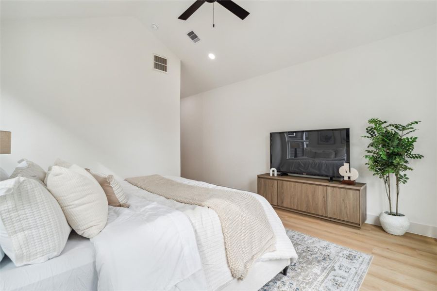 Whether it’s your morning coffee or your favorite show before bed, this serene primary suite invites you to unwind in total comfort. Whether it’s your morning coffee or your favorite show before bed, this serene primary suite invites you to unwind in total comfort.