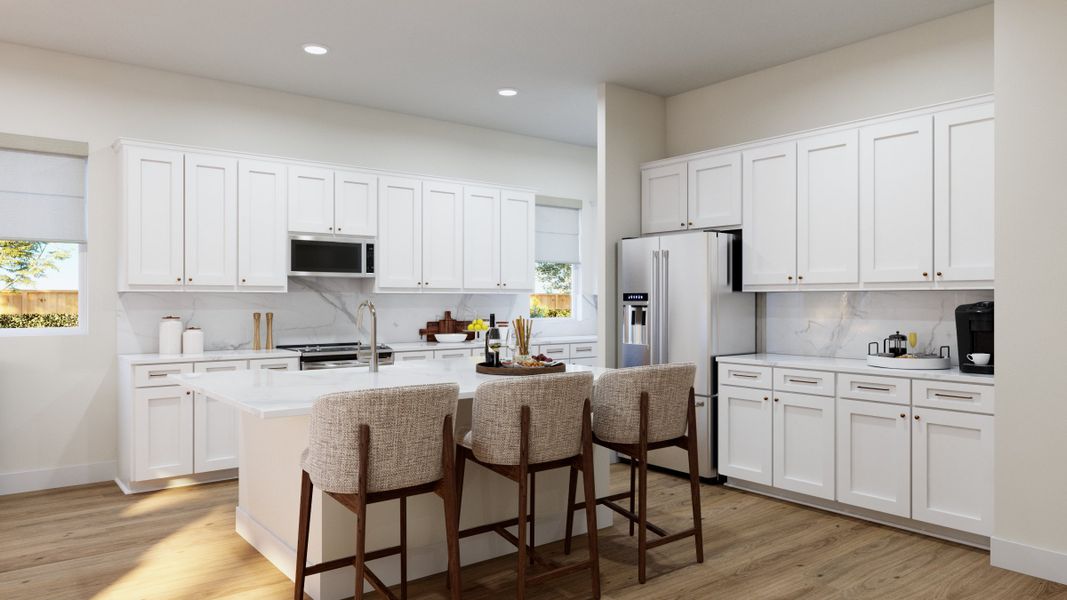 Representative furnished interior of a home built from the Jefferson by Risewell Homes in Highlands Preserve, Mead (Image 4).