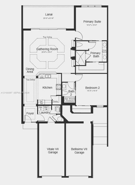Floor Plan - Additional Highlights Include: Cafe French door refrigerator, washer and dryer, 42" upper laundry cabinets, and window blinds throughout Floor Plan - Additional Highlights Include: Cafe French door refrigerator, washer and dryer, 42" upper laundry cabinets, and window blinds throughout