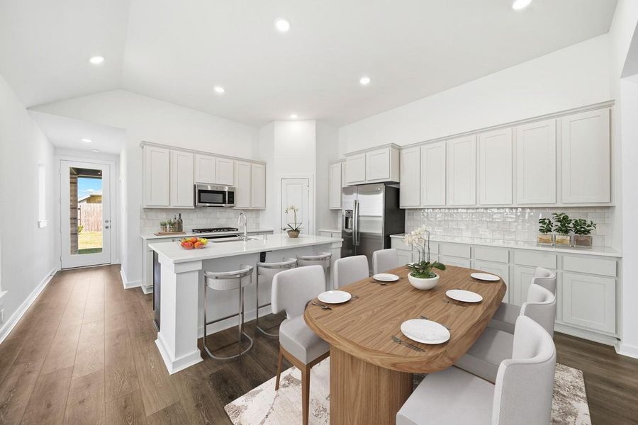 Virtually staged dining/kitchen. Virtually staged dining/kitchen.