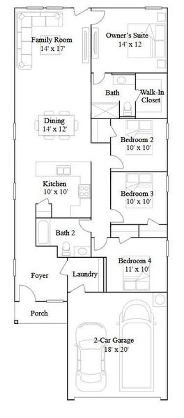 2D floor plan layout of this home in The Grand Prairie, Hockley, TX (Image 2).