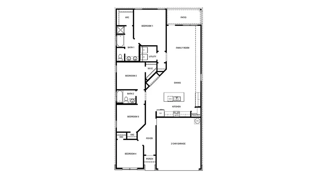 2D floor plan layout of this home in Steele Creek, Cibolo, TX (Image 2).