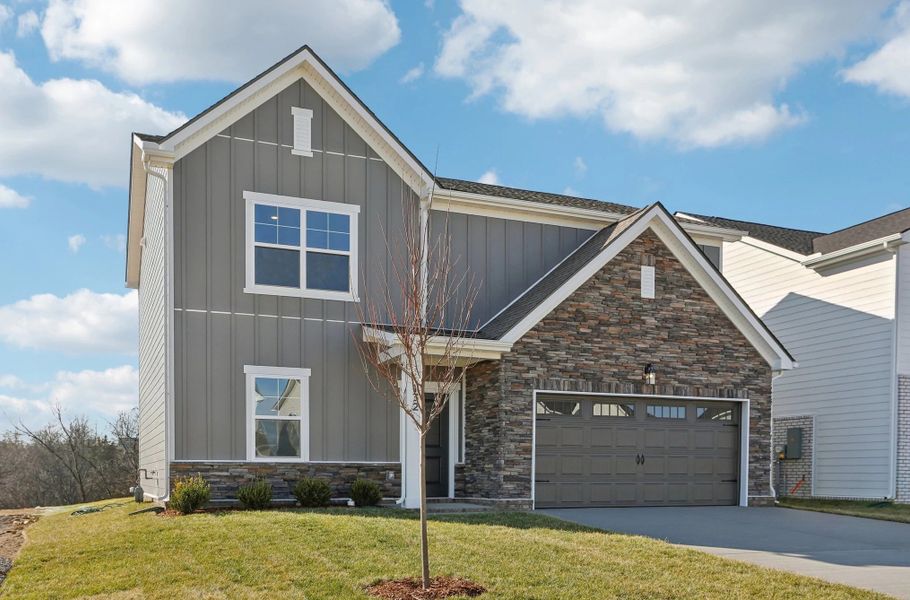 Front exterior of a new home in Ascent at Arbor Ridge, La Vergne, TN, highlighting curb appeal (Image 27).