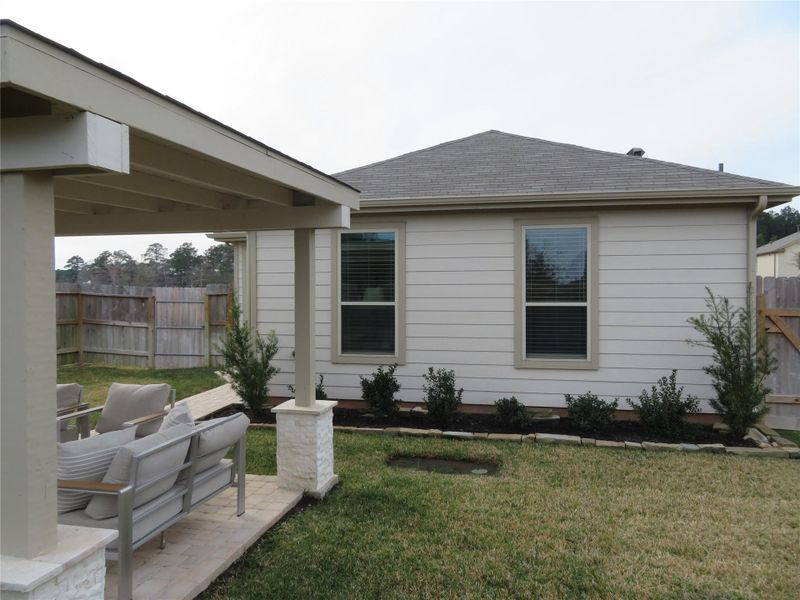 Exterior details and patio area of a home in Sagecrest Trails, Conroe (Image 32). Exterior details and patio area of a home in Sagecrest Trails, Conroe (Image 32).