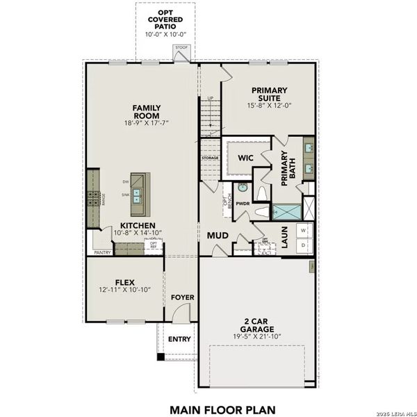 2D floor plan layout of this home in Horizon Pointe, Converse, TX (Image 4).