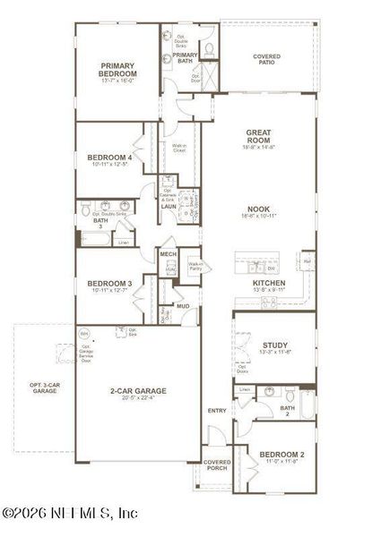 2D floor plan layout of this home in Woodbridge, Fernandina Beach, FL (Image 4).