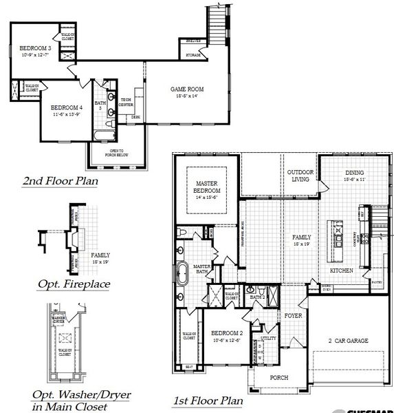 2D floor plan layout of this home in 6 Creeks, Kyle, TX (Image 4).