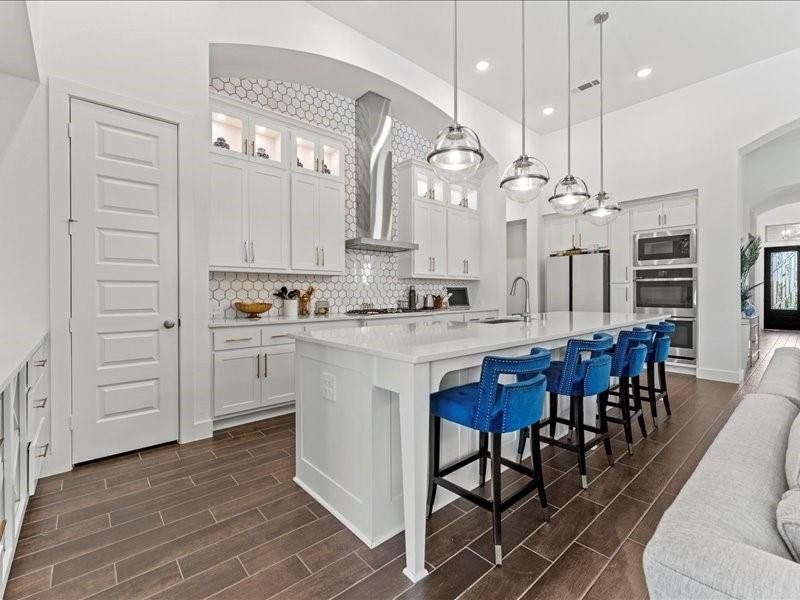 Well-lit work counter is all business. High-tech/High function Kitchen Well-lit work counter is all business. High-tech/High function Kitchen