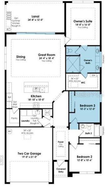 2D floor plan layout of this home in The Reserve at Victoria, Deland, FL (Image 2).