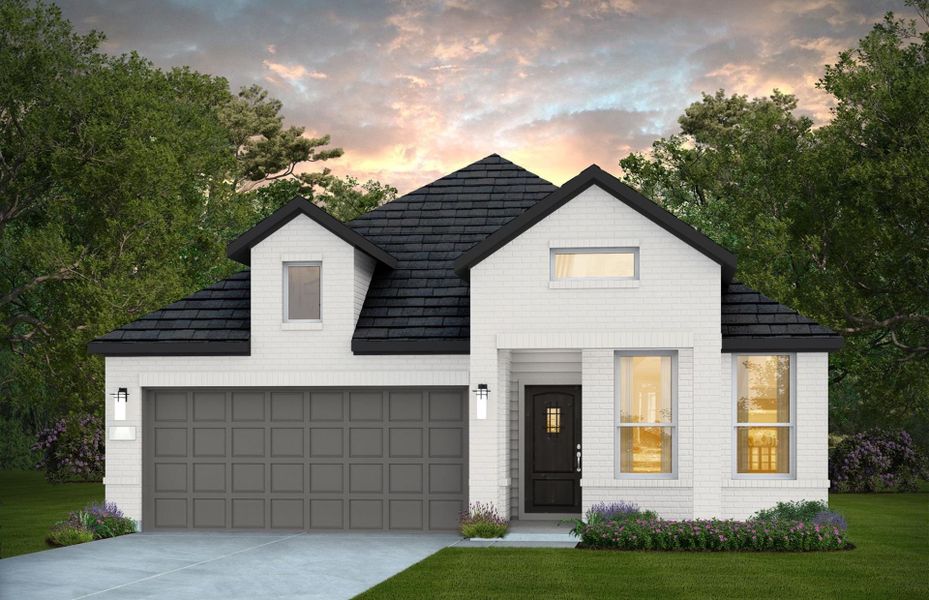 Representative exterior photo of a completed home built from the Fox Hollow by Pulte Homes in Montgomery Bend, Montgomery, TX (Image 1). Representative exterior photo of a completed home built from the Fox Hollow by Pulte Homes in Montgomery Bend, Montgomery, TX (Image 1).