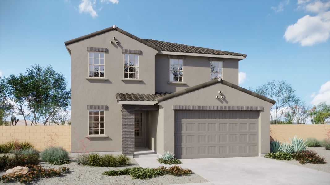 Representative exterior photo of a completed home built from the Sienna by Mattamy Homes in Alamar At Rocking K, Tucson, AZ (Image 3). Representative exterior photo of a completed home built from the Sienna by Mattamy Homes in Alamar At Rocking K, Tucson, AZ (Image 3).