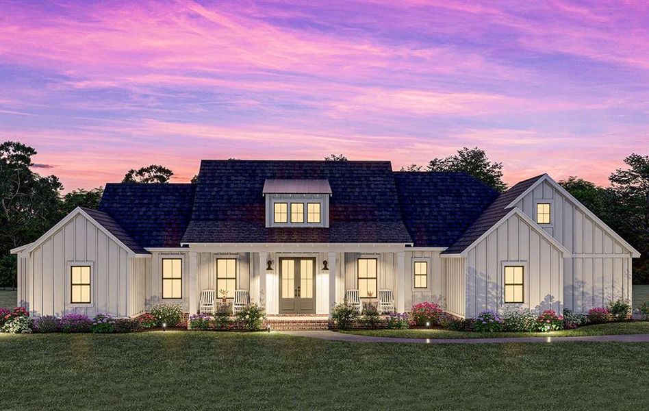 Front exterior of a new home in Oak Water Ranch, Granbury, TX, highlighting curb appeal (Image 26).