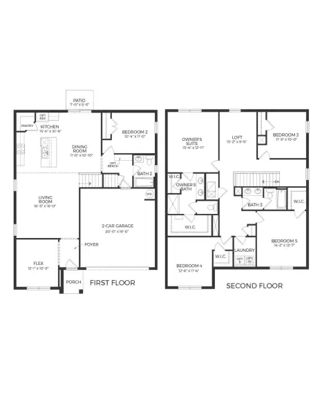 2D floor plan layout of this home in Crossroads at Kelly Park, Apopka, FL (Image 3).