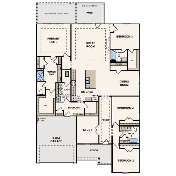 2D floor plan layout for the Bradberry by Century Communities in Grand Oaks, Mont Belvieu, TX (Image 3). 2D floor plan layout for the Bradberry by Century Communities in Grand Oaks, Mont Belvieu, TX (Image 3).