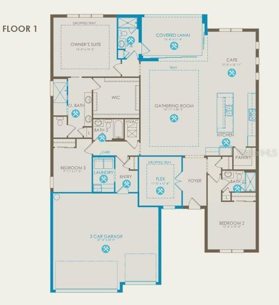 Floor plan with selected structural options