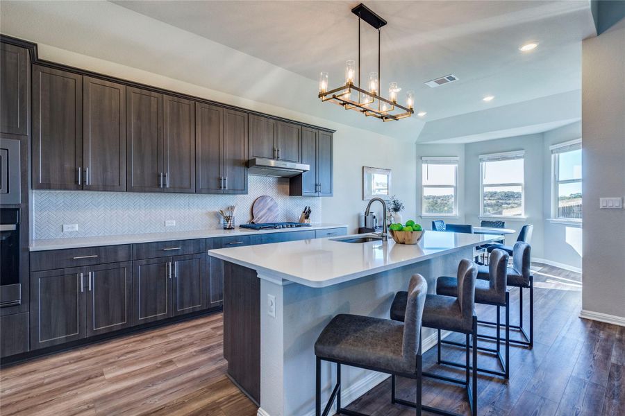 Upgraded gourmet kitchen.