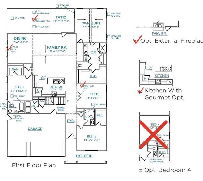 2D floor plan layout of this home in Tidewater at Lakes of Cane Bay, Summerville, SC (Image 3).