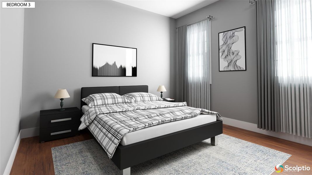 Secondary Bedroom with Split Windows