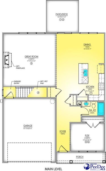 2D floor plan layout of this home in The Grove, Florence, SC (Image 18).