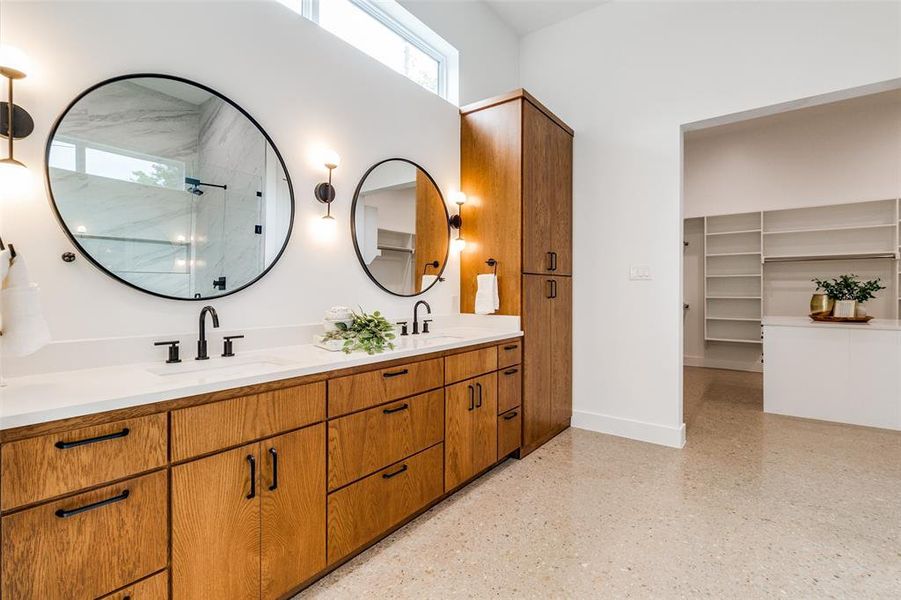 Bathroom featuring double sink vanity