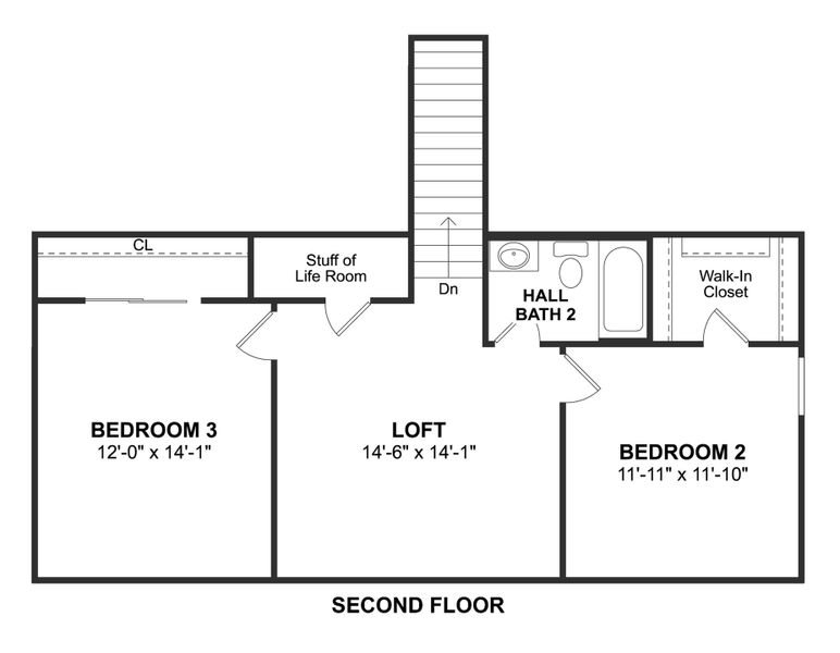 2D floor plan layout for the Sweet Pea by K. Hovnanian® Homes in Ascend at Legends Bay, Baytown, TX (Image 5).