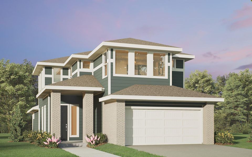 Front exterior of a new home in Traditional Homes at Easton Park, Austin, TX, highlighting curb appeal (Image 2). Front exterior of a new home in Traditional Homes at Easton Park, Austin, TX, highlighting curb appeal (Image 2).