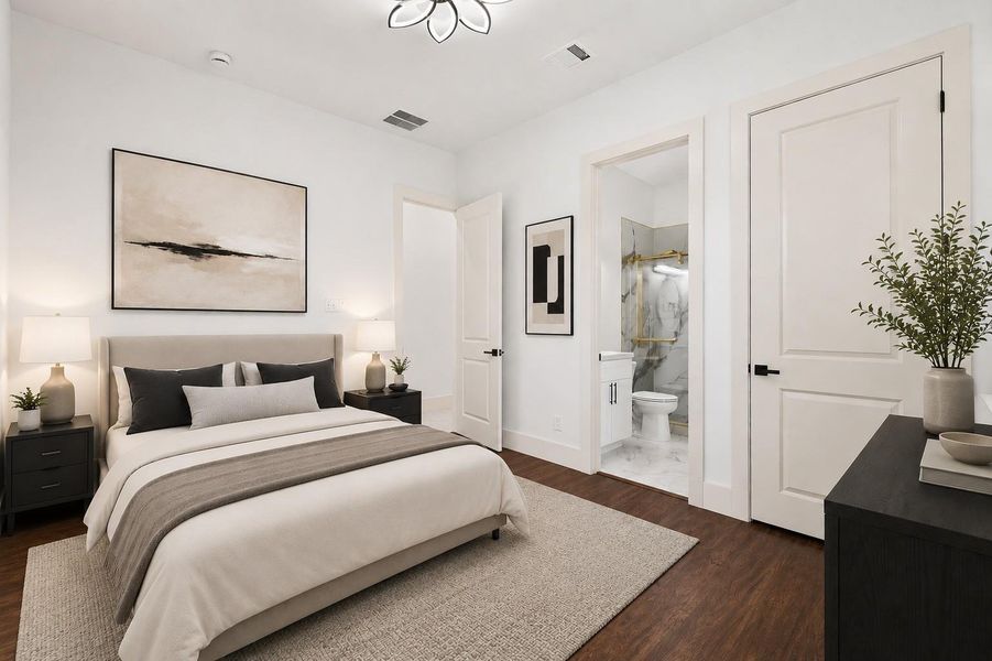*Virtually Staged*Secondary bedroom downstairs featuring an en-suite stylish secondary bath