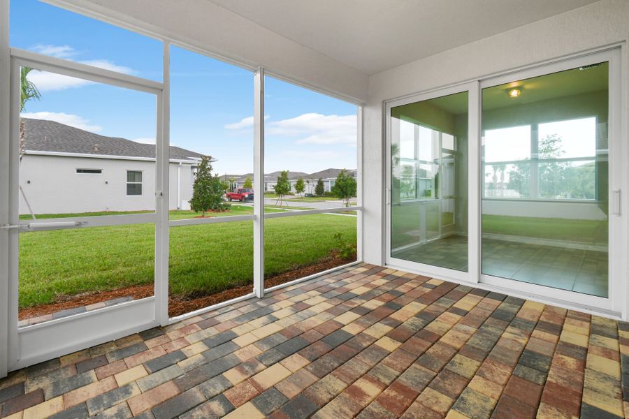 Exterior details and patio area of a home in Del Webb Tradition, Port St. Lucie (Image 21).