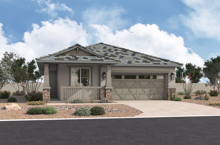 Representative exterior photo of a completed home built from the Pinehurst by Beazer Homes in Highpointe at Northpointe, Peoria, AZ (Image 26).