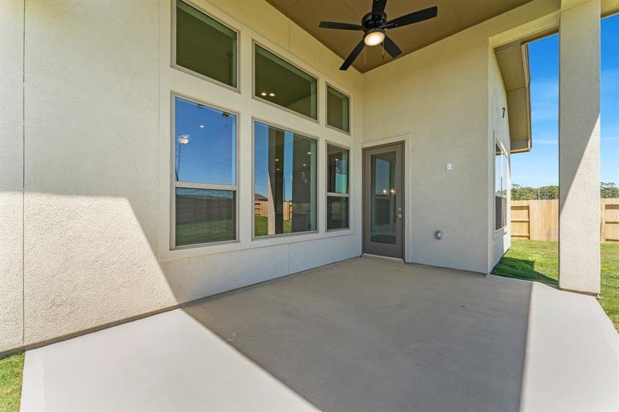 Covered Rear Patio with Fan