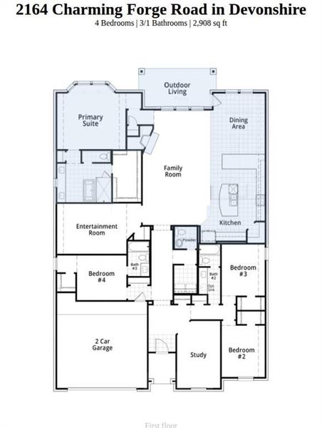 2D floor plan layout of this home in Devonshire, Forney, TX (Image 3).